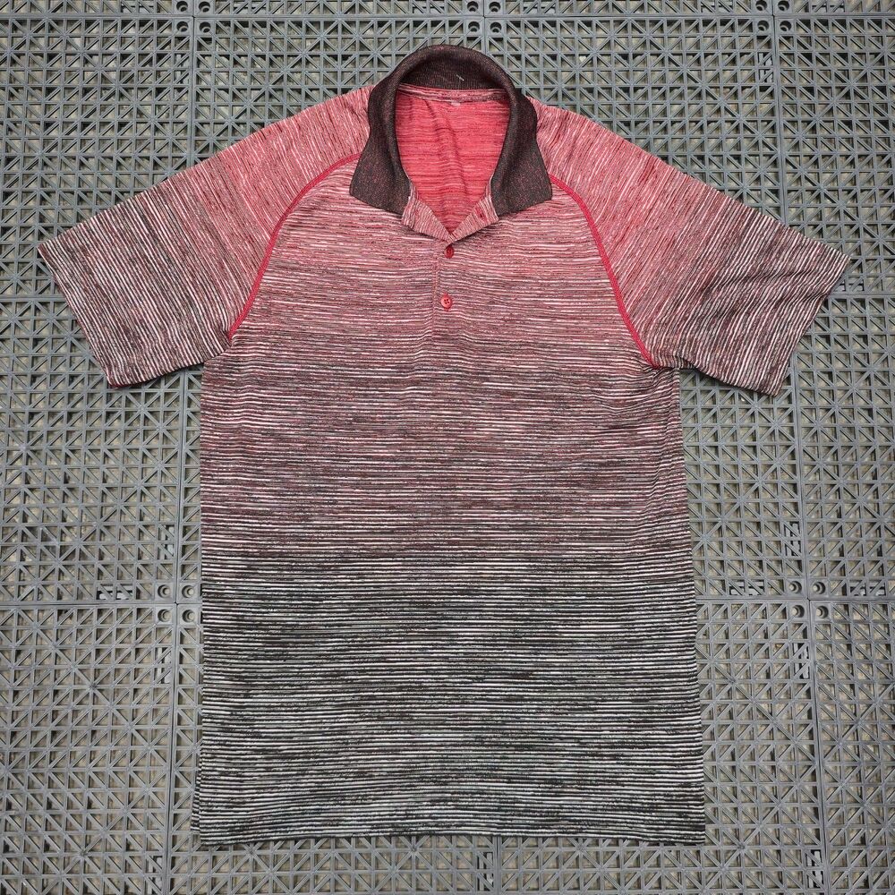 Lululemon Metal Vent Polo Shirt Men's Size M Striped Short Sleeve